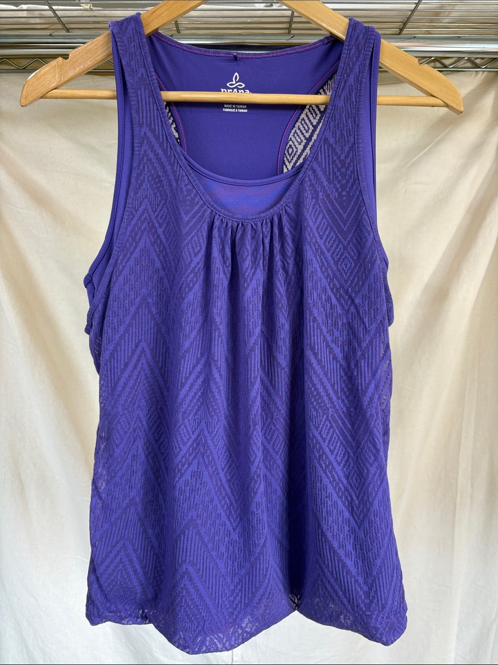 Prana Deep Purple Textured Scoop Neck Tank